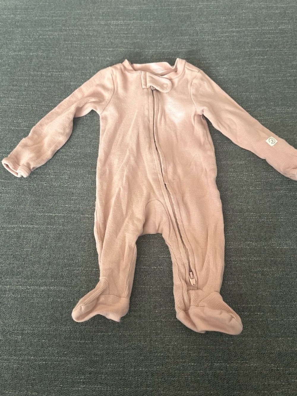 Neutral Pink Ribbed Baby One-Piece Footed Zipper sleeper